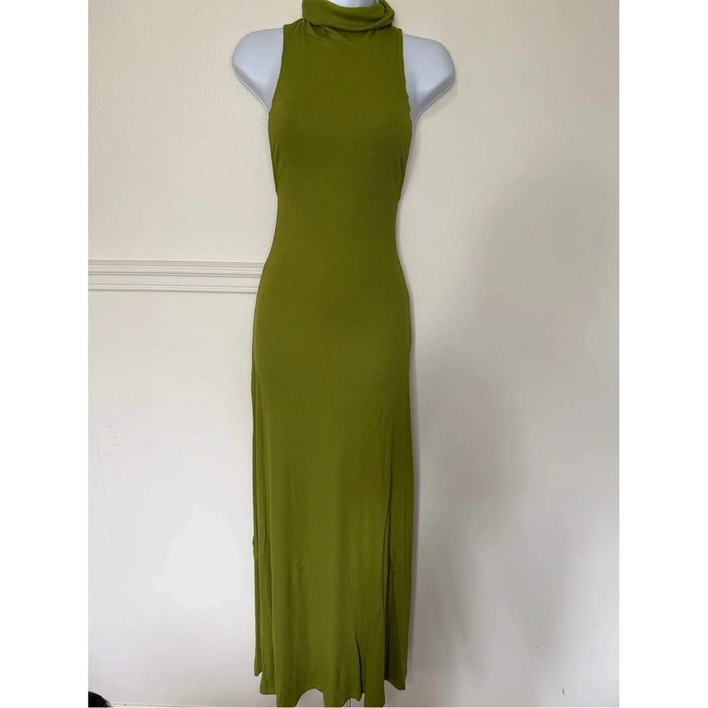 Riot Swim S Maeve Maxi Dress Moss Green Turtleneck NWT in original package.